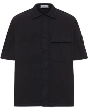 Stone Island Chest-Pocket Short-Sleeve Shirt - Black