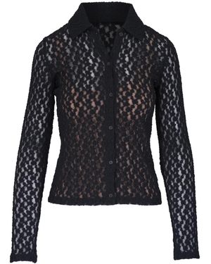 Vince Floral Smocked L/S Button Up - Black