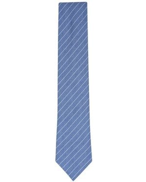 ZEGNA Diagonal-Stripe Silk Tie - Blue