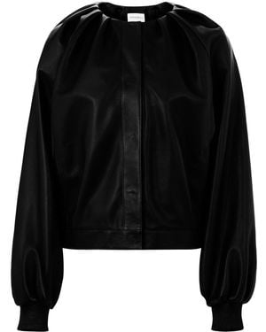 Nina Ricci Leather Bomber Jacket - Black