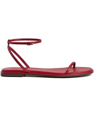 12 STOREEZ Leather Flat Sandals - Red