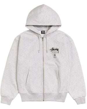 Stussy World Tour Zip-Up Hoodie - White