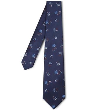 Paul Smith Cravate En Soie À Fleurs - Blue