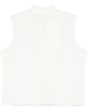 Mazzarelli Sleeveless Mock-Neck Top - White