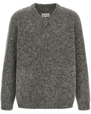 Maison Margiela V-Neck Dropped-Shoulder Sweater - Gray
