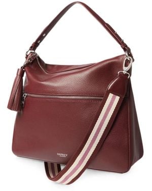 Osprey The Stella Tassel-Detail Grained-Leather Shoulder Bag - Purple