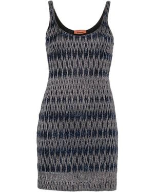 Missoni Geometric-Pattern Scoop-Neck Mini Dress - Black