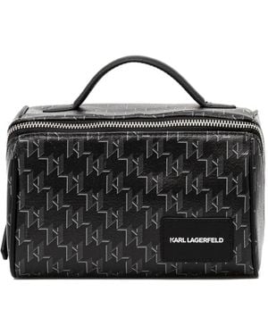 Karl Lagerfeld Monogram Top-Handle Wash Bag - Black