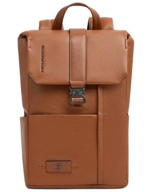 Piquadro Russel Leather Laptop Backpack - Brown