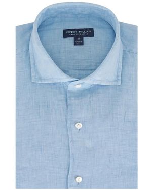 Peter Millar Chemise Boutons En Lin - Blue
