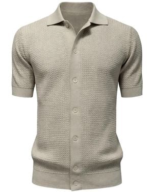 FILIPPO DE LAURENTIIS Textured Short-Sleeve Cotton Shirt - Grey