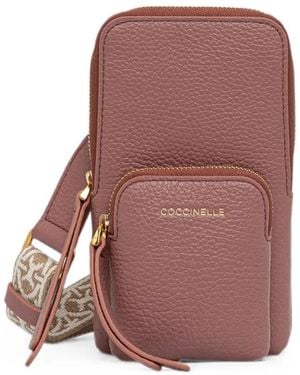 Coccinelle Mini Pixie Grained Leather Phone Bag - Purple