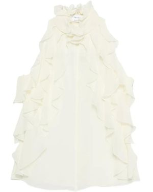 McQueen Ruffled Sleeveless Blouse - White