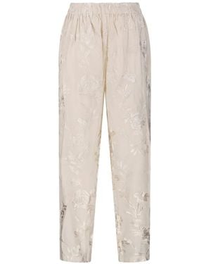 Mes Demoiselles Floral-Embroidered Trousers - White