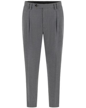 Michael Coal Pleated-Detail Tailored Trousers - Grey
