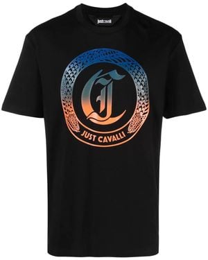 Just Cavalli Logo-Print Cotton T-Shirt - Black