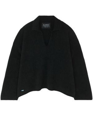 Alanui Knitted Cashmere-Blend Polo Shirt - Black