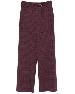 Patrizia Pepe Geruite Broek Met Ceintuur - Paars