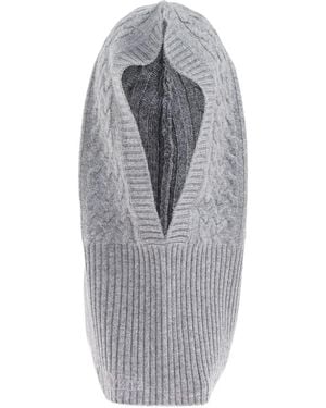 Max Mara Romana Cable-Knit Hooded Balaclava - Grey