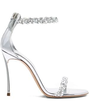 Casadei 100Mm Starsway Crystal-Embellished Stiletto Sandals - White
