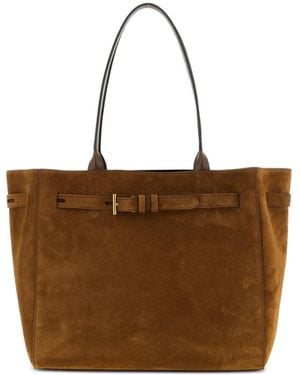 Tom Ford Suede Calf Smooth Calf Medium Tote - Brown