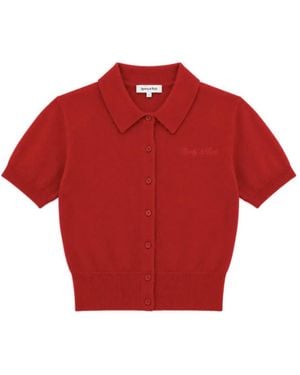 Sporty & Rich Jannie Vest Met Geborduurd Logo En Korte Mouwen - Rood