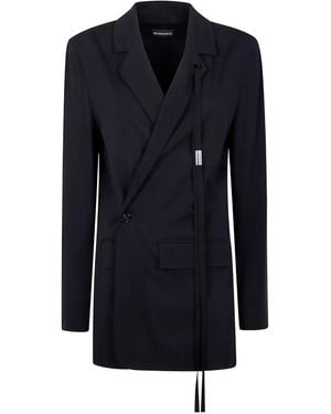 Ann Demeulemeester Blazer Met Gewikkelde Stropdas En Lange Mouwen - Blauw