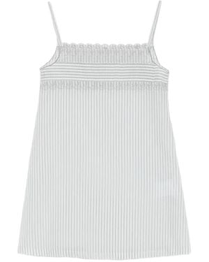 Low Classic Striped Lace Mini Dress - White