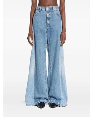 E.L.V. Denim Panelled Wide-Leg Jeans - Blue