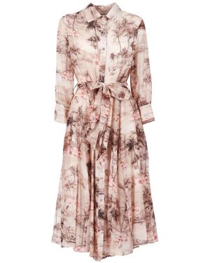 Shirtaporter Tie-Belt Shirt-Dress - Pink