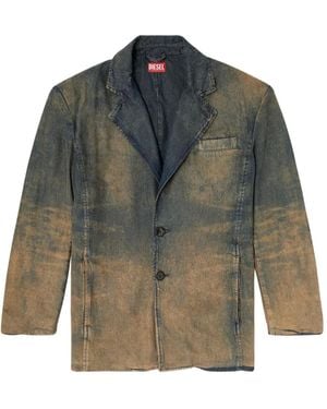 DIESEL D-Reg-S Distressed Denim Blazer - Grey