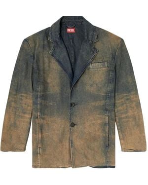DIESEL Distressed Denim Blazer - Gray