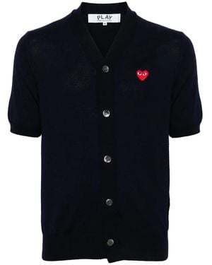 COMME DES GARÇONS PLAY V-Neck Wool Cardigan - Blue