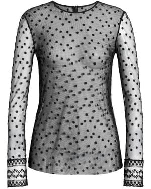 Alberta Ferretti Polka-Dot Sheer-Mesh Top - Black