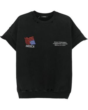 Willy Chavarria Distressed Flag Graphic T-Shirt - Black