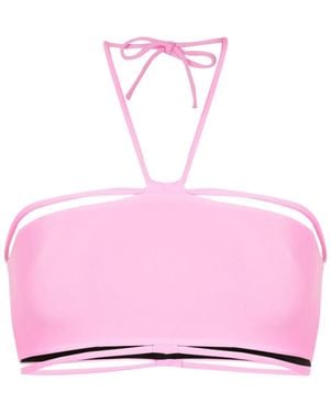 Gloria Coelho Halterneck String-Detail Bikini Top - Pink