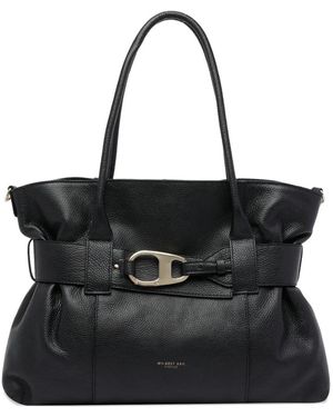 MY BEST BAG Leather Logo-Detail Shoulder Bag - Black