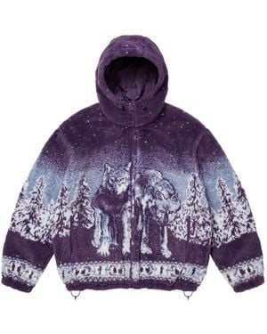 Supreme Reversible Hooded Fleece Jacket - Purple