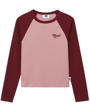 Chocoolate T-Shirt Côtelé À Manches Longues - Red