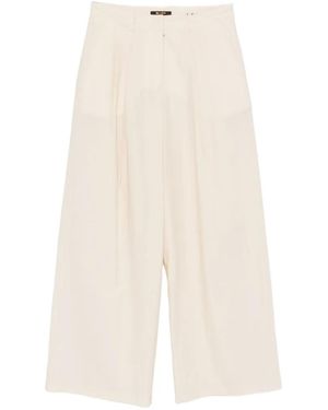 Moorer Pleated Wide-Leg Pants - White