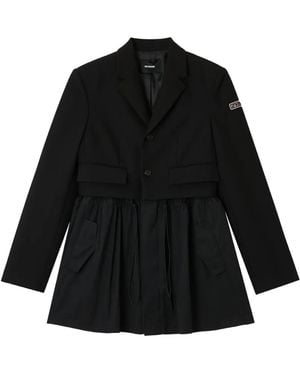 we11done Drawstring-Waist Paneled Blazer - Black