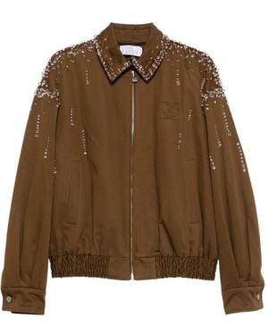 GIUSEPPE DI MORABITO Embellished Collared Jacket - Brown