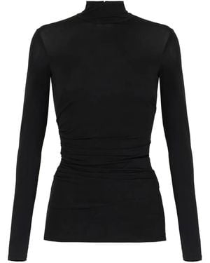 Elisabetta Franchi High-Neck Long-Sleeve Top - Black