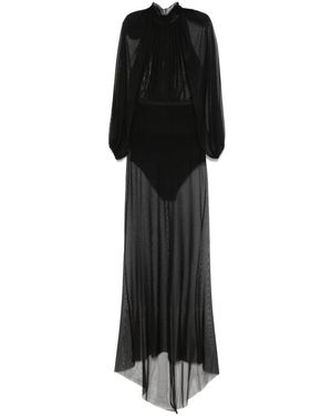 Atu Body Couture Point D'Esprit Maxi Skirt Set - Black