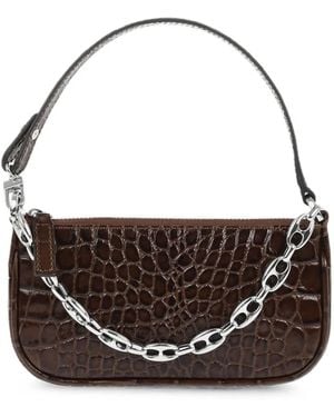 BY FAR Mini Rachel Crocodile-Effect Shoulder Bag - Metallic