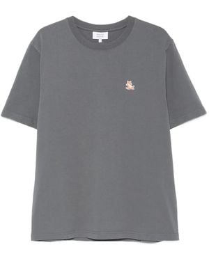Maison Kitsuné T-Shirt Met Vossenpatch - Grijs