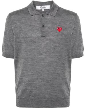 COMME DES GARÇONS PLAY Heart-Patch Wool Polo Shirt - Gray