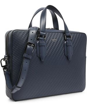 Lancel Charlie Monogram-Embossed Laptop Bag - Blue
