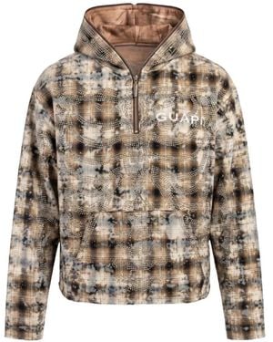 GUAPI Skeleton Plaid-Print Hoodie - Natural