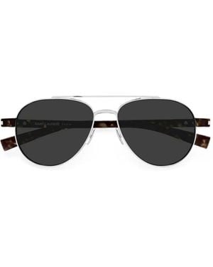 Saint Laurent Pilot-Frame Double-Bridge Sunglasses - Black